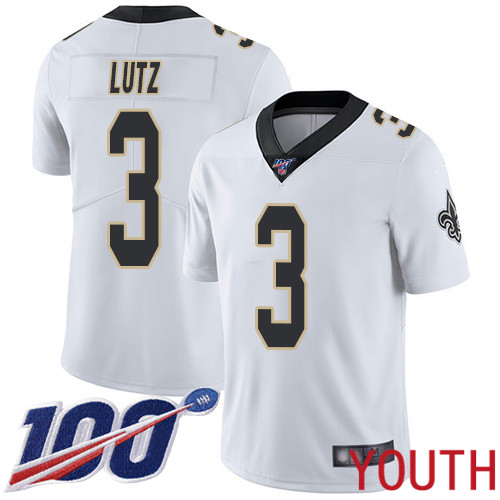 New Orleans Saints Limited White Youth Wil Lutz Road Jersey NFL Football #3 100th Season Vapor Untouchable Jersey->new orleans saints->NFL Jersey